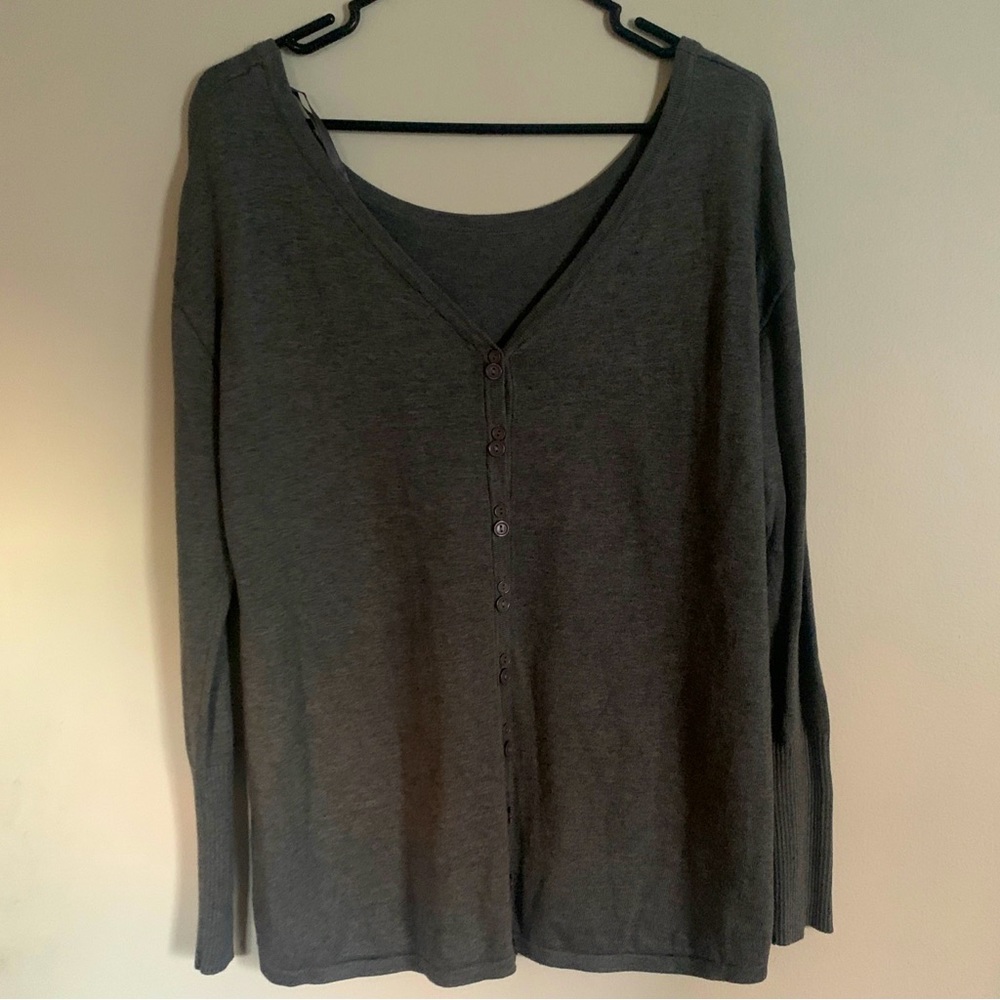 Orb Cardigan Women’s Size Large Grey Rayon & Cotton Button Down